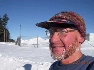 980 6qt. Adam after running in the cold snow at Flagstaff Airport (FLG) - ice in beard