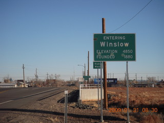 20 6rx. 'Entering Winslow' sign