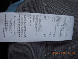 telluride receipt close-up