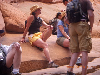 136 6uk. Arches National Park - Fiery Furnace hike - Chris and hikers