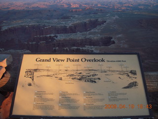 218 6uk. Canyonlands National Park - sunset at Grandview Point - sign