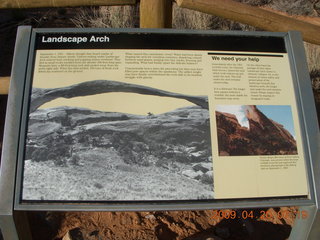Arches National Park - Devil's Garden hike - Landscape Arch sign