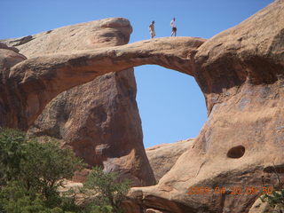 Arches National Park - Devil's Garden hike - two fellows atop Double-O Arch
