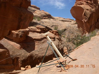 Arches National Park - Devil's Garden hike - Wall Arch remains + sign