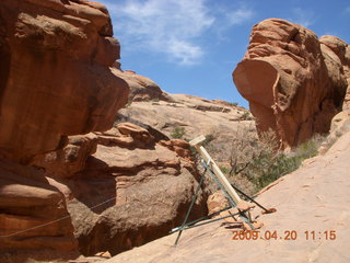 Arches National Park - Devil's Garden hike - Wall Arch remains plus sign