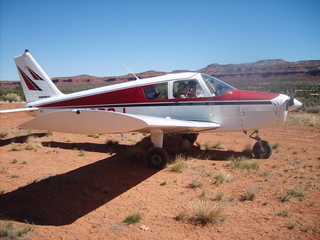 3 6un. Charles Lawrence photo - Charles and Adam getting ready to fly N4372J at Fry Canyon