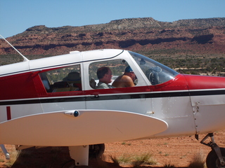 6 6un. Charles Lawrence photo - Charles and Adam getting ready to fly N4372J at Fry Canyon