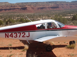 Charles Lawrence photo - Charles and Adam taking off in N4372J at Fry Canyon - in-flight photo