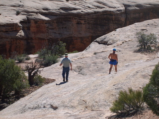 26 6un. Charles Lawrence photo - Charles Lawrence and Adam at slot canyon near Fry Canyon airstrip