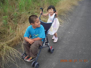 Pennypack Park by the Delaware River - Gaby and Cecelia, she's pushing him