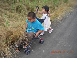 Pennypack Park by the Delaware River - Gaby and Cecelia, she's pushing him