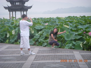 China eclipse - Hangzhou run lake and lotuses