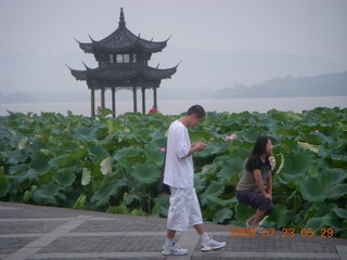China eclipse - Hangzhou run - lake, lotuses, pagoda