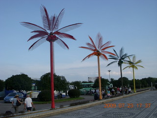 China eclipse - Guilin airport - metal palm trees