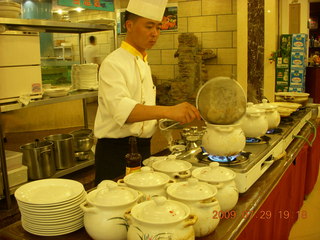 China eclipse - Beijing - dinner with Jack's parents - chef and dishes