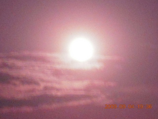 Blythe (BLH) fly-in - overexposed, blurry full moon