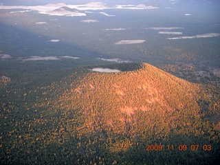 aerial - volcano near Flagstaff at dawn