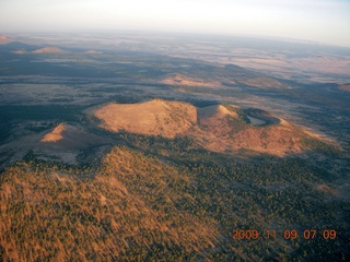 aerial - volcano near Flagstaff at dawn