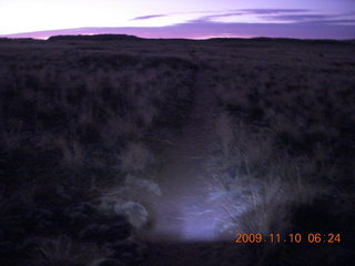 Lathrop trail hike - sign pre-dawn