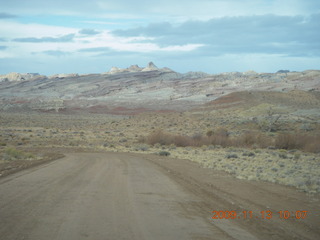 Hanksville road to Goblin Valley - cows on roadway