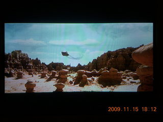 Goblin Valley scene from movie 'Galaxy Quest' on my TV