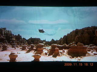 Goblin Valley scene from movie 'Galaxy Quest' on my TV