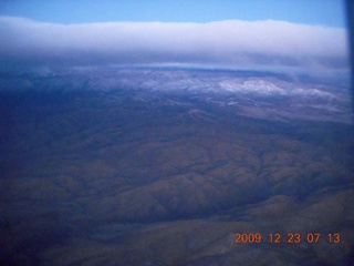 5 72p. aerial - pre-dawn clouds and mountains