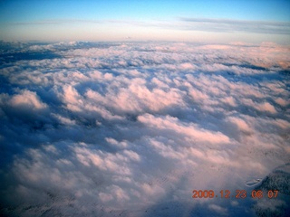 aerial - clouds and mountains at dawn