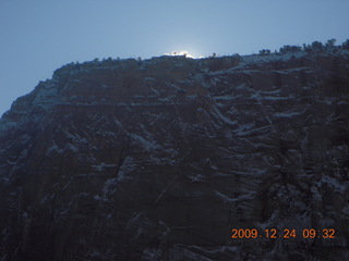 38 72q. Zion National Park - Angels Landing hike - sun about to appear