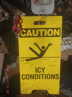 135 72q. Zion National Park - down from Angels Landing - icy sign