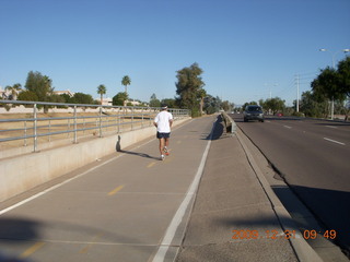 runner on the Green Belt along Hayden Road in Scottsdale