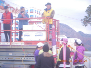 Sedona half-marathon - announcer's platform