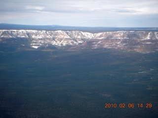 aerial snow-covered Mogollon Rim