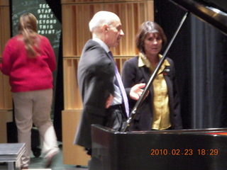 Bill and Eileen on stage with piano