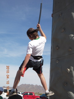 Gila Bend (E63) fly in - Adam climbing 'plastic pigs's nose' rocks