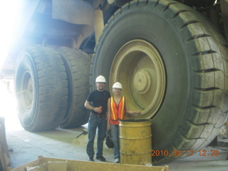 Bagdad (E51) mine tour - repair facility - Sean, Kristina, and giant tire