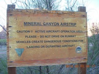 16 773. Mineral Canyon airstrip sign