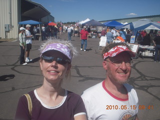 Payson Airport event - Karen and Adam with fake hair hats