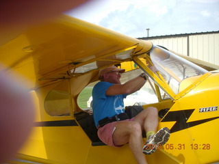 getting in and out of Neil's Piper Cub - Adam