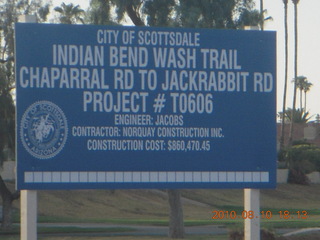 Indian Bend Wash Trail Project #T0606 sign