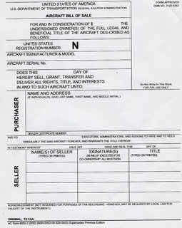 FAA airplane sale forms