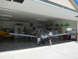 Bob and N8377W and Adam in Watkins hangar