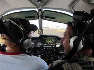 Bob and N8377W and Adam in Watkins hangar