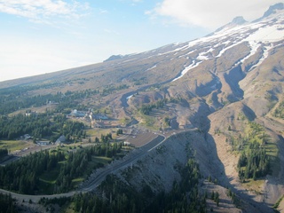 aerial - Oregon - Mount Hood - Overlook Hotel from The Shining