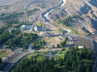 aerial - Oregon - Mount Hood - Overlook Hotel from The Shining