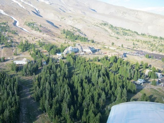 aerial - Oregon - Mount Hood - Overlook Hotel from The Shining