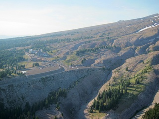 aerial - Oregon - Mount Hood - Overlook Hotel from The Shining