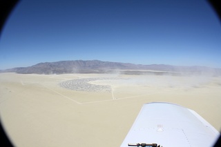 7S5 to DVT trip - aerial - Nevada - Black Rock City - Burning Man - fisheye