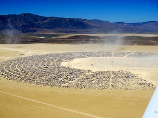 7S5 to DVT trip - aerial - Nevada - Black Rock City - Burning Man - fisheye