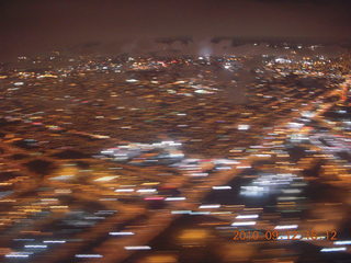 blurry Philadelphia lights from flight